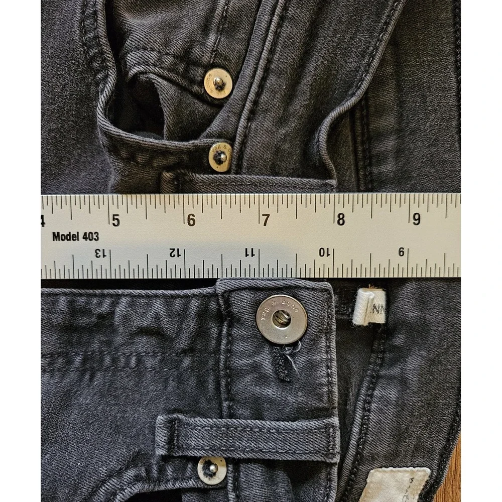 Rag & Bone Ankle Skinny Jeans Size 25 Black Raw Distressed Hem Stretch (24x25)